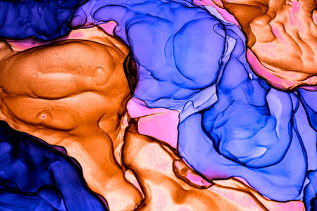 Abstract color background, hand drawn alcohol painting, liquid ink technique