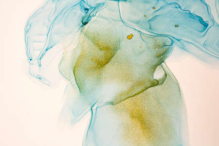 Abstract color background, hand drawn alcohol painting, liquid ink techniqueの写真素材