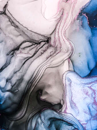 Abstract bright shiny color fluid background, hand drawn alcohol painting with golden streaks,...