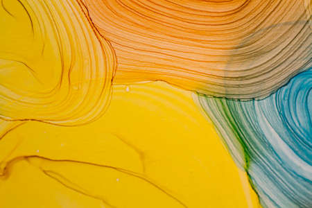 Abstract bright color fluid background, hand drawn alcohol painting. Liquid ink technique texture...
