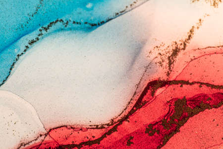 Abstract bright color fluid background, hand drawn alcohol painting. Liquid ink technique texture...