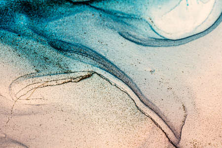 Abstract bright color fluid background, hand drawn alcohol painting. Liquid ink technique texture...