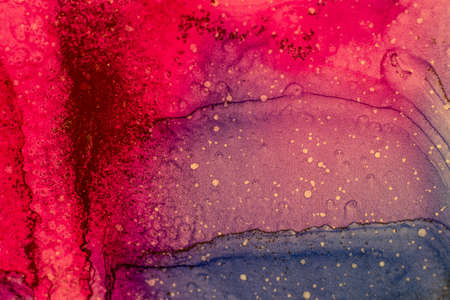 Abstract bright color fluid background, hand drawn alcohol painting. Liquid ink technique texture for backdrop designの写真素材