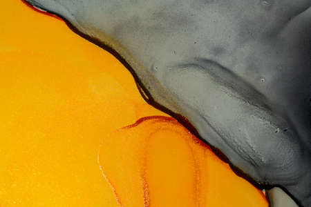 Abstract bright shiny color fluid background, hand drawn alcohol painting with golden streaks....