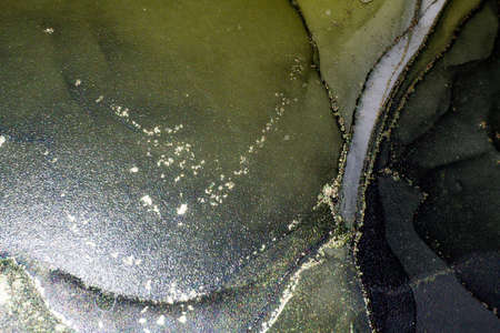 Abstract bright shiny color fluid background, hand drawn alcohol painting with golden streaks. Liquid ink technique texture for high resolution backdrop designの写真素材