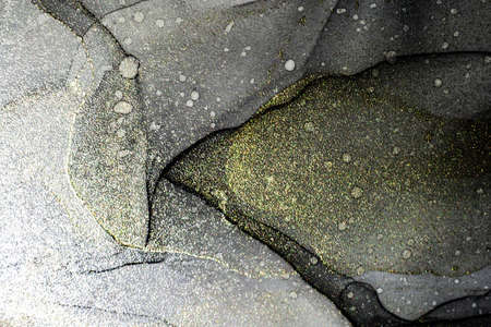 Abstract bright shiny color fluid background, hand drawn alcohol painting with golden streaks....