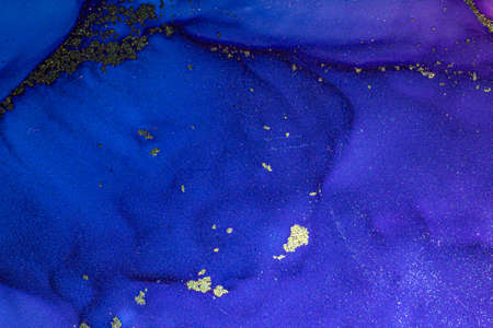 Abstract bright shiny color fluid background, hand drawn alcohol painting with golden streaks,...