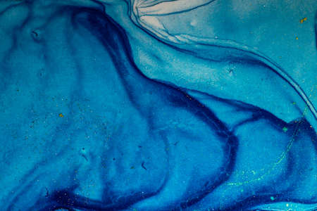 Abstract bright shiny color fluid background, hand drawn alcohol painting with golden streaks,...