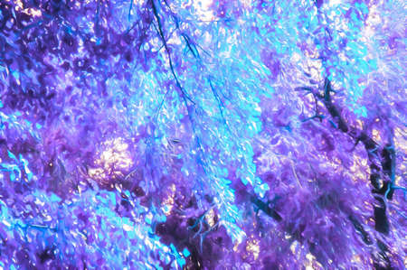 Artistic realistic illustration of toned natural floral background design with beautiful tree branchesの写真素材