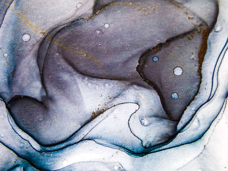 Abstract bright shiny color fluid background, hand drawn alcohol painting with golden streaks....