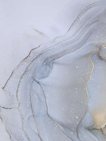 Abstract bright shiny color fluid background, hand drawn alcohol painting with golden streaks....
