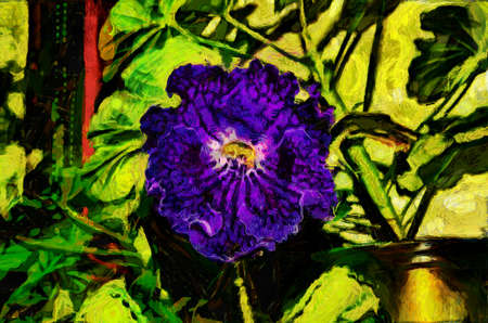 Oil painting - blooming flower. Modern digital art, impressionism technique. Imitation of Vincent van Gogh styleの写真素材