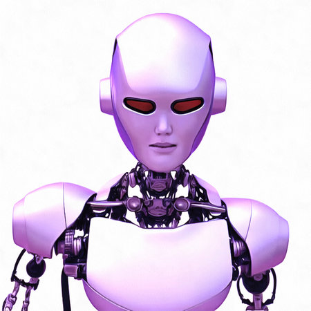 Illustration of futuristic fantastic android robot portrait painting on paper canvas, generative AIの素材