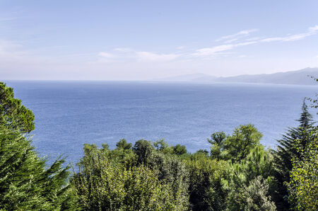 Beautiful view at the Atlantic ocean in Getaria city, Spain.の写真素材