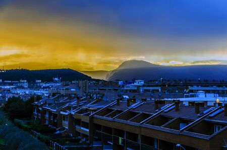 Sunrise in to the Pamplona city in Spain with impressive color.