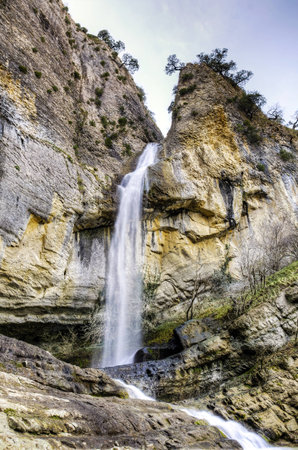Very beautiful waterfall in the Navarraの写真素材