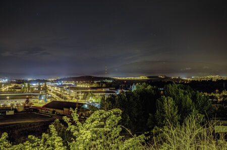Beautiful night view over the Pamplona cityのeditorial素材