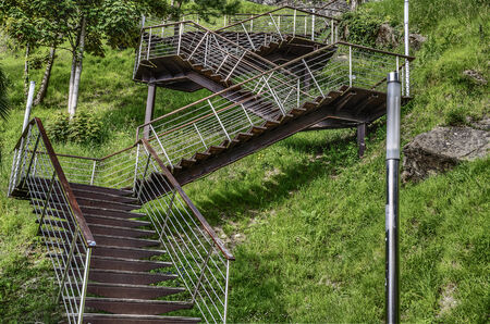 Stairs inside the park in Spain. The image is HDR with great detialsの写真素材