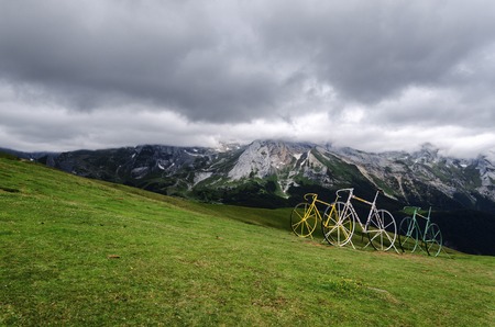 Very colorful and beautiful view over the mountains in Spain. With nice environment and cloudy sky.