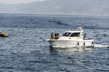 Yacht in the ocean, close to Getaira cityのeditorial素材