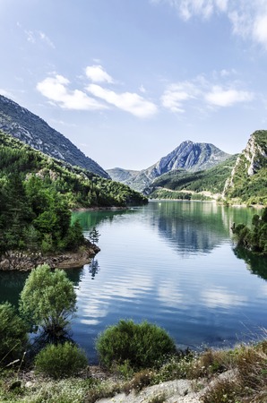 A picture from the river in Pyrenees mountiansの写真素材