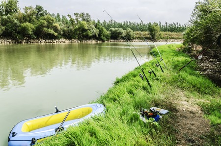 Beautiful evening at the river in Spainの写真素材
