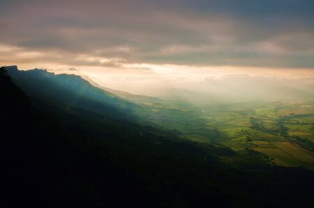 Beautiful view over the mountains of Navarra in Spainの写真素材
