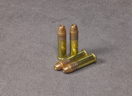  22 caliber hollow point   Long rifle Rimfire Ammunition on canvas