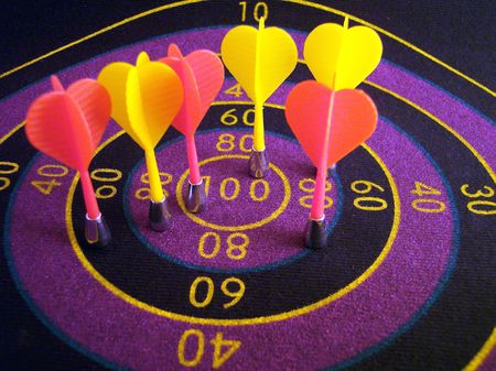 dart board and darts