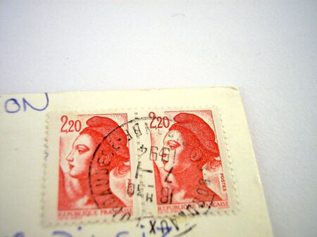 stamp with woman pictureの写真素材