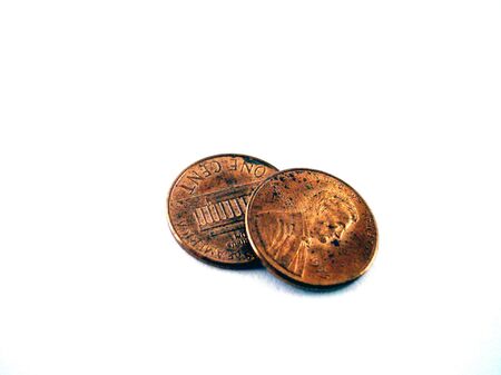 two isolated pennies