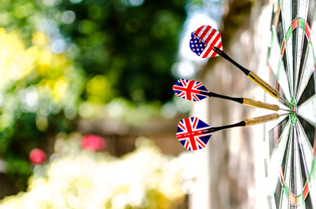 The Special Relationship. British and American themed darts on the bullseye.