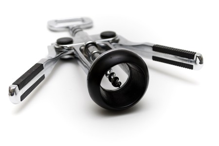 Butterfly style corkscrew on a white backgroundの写真素材
