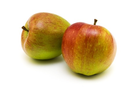 Two apples on a white backgroundの写真素材