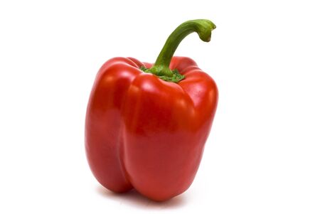 Red bell pepper isolated on a white backgroundの写真素材
