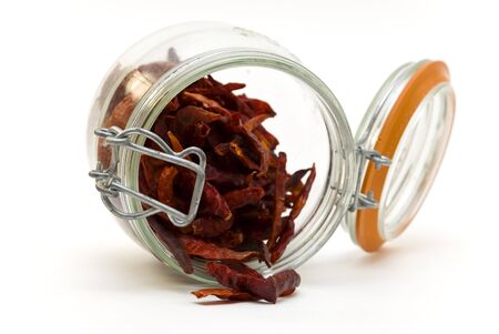 Jar of dried chilliesの写真素材