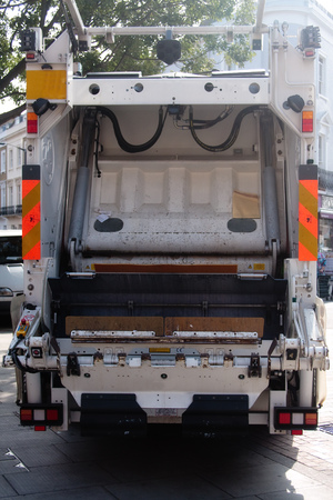 Rear view of the back end of a dustcart