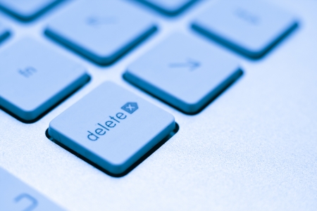 A close-up image of a delete key on a computer keyboardの写真素材