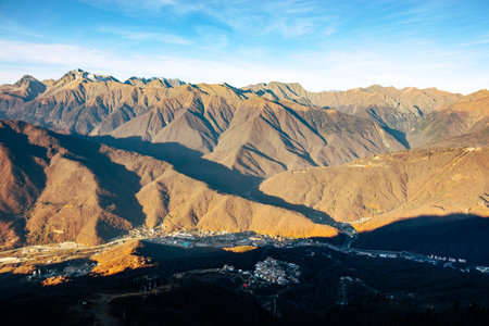 View of Caucasus from the top of Mount Aibgaの写真素材