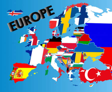 Flag map of Europeの写真素材