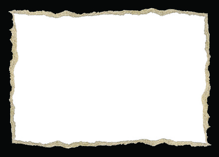 Torn paper rectangle shape isolated on a black backgroundの写真素材