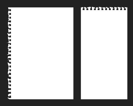 Torn note book paper vectors on a black backgroundのイラスト素材