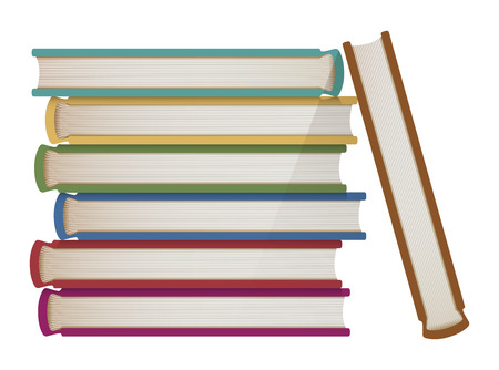 Pile of books on a white backgroundのイラスト素材