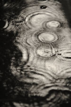 Water puddles on a dark nightの写真素材