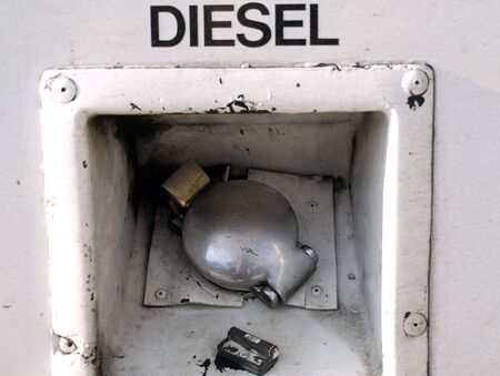 A fuel filler cap on a vehicleの写真素材