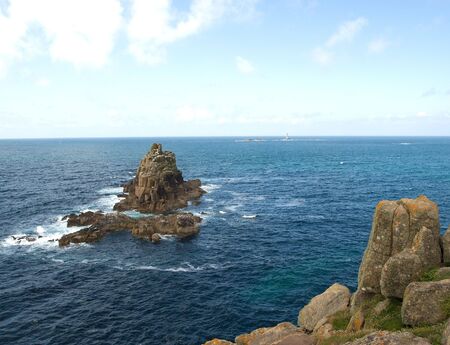 View of a Rocky coastline looking out to seaの写真素材
