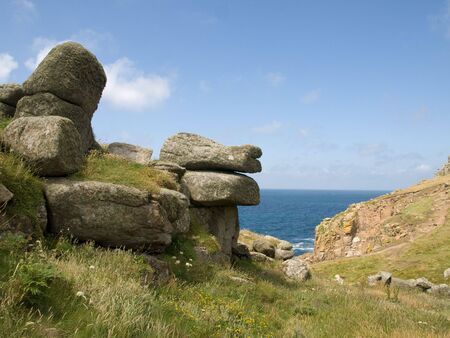 Rock formationon the coastline looking out to sea