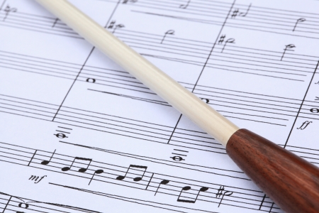 Conductor s Baton and Music Scoreの写真素材