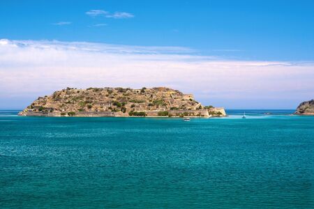 The view of the ancient fortress of Spinalonga Island, Crete, Greece の写真素材