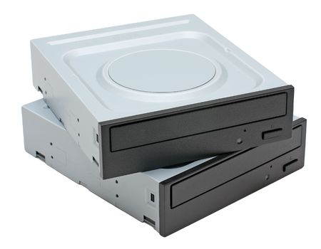 Two dvd drives isolated on white background
